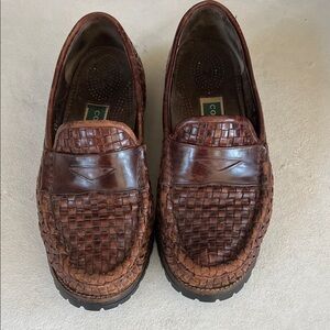 Vintage Cole Haan Woven Leather Oenny Loafers Brown 7